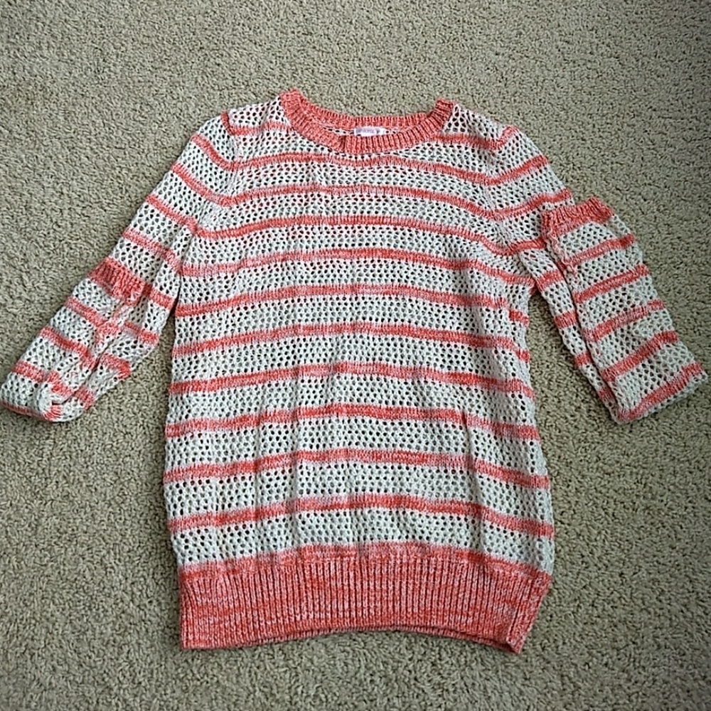 Pink and Cream Chrocheted Sweater